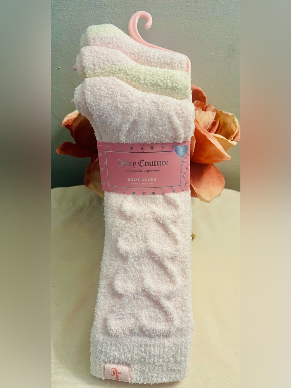 JUICY COUTURE NWT 3-Piece Pink Bundle. Boot Socks, Detangler Brush & Mascara - Picture 2 of 6